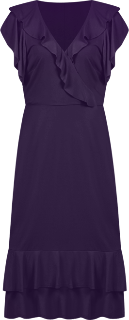 Women's Short Flutter Sleeve Ruffle Neck Dress