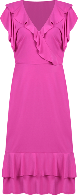 Women's Short Flutter Sleeve Ruffle Neck Dress