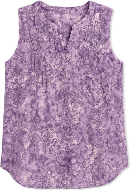 Petite Sleeveless Jacquard Y-neck Top