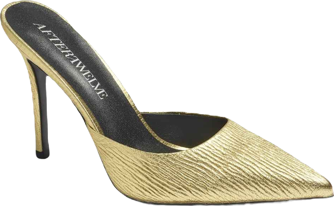 Womens Gold Leather Heels ( Bachelorette Mules)