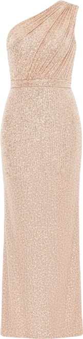 Women's Sequined Ruched One Shoulder Gown