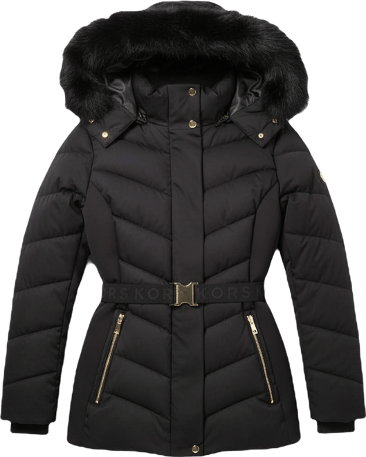 Michael  Women's Faux-Fur-Trim Hooded Puffer Coat