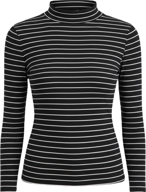 Women's Knit Long-Sleeve Funnel-Neck Lurex Striped Top, Macy's Exclusive