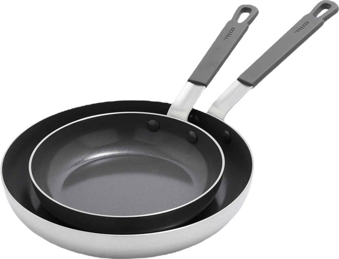 X Bobby Flay Nonstick Stainless Steel 8" and 10" Frypan Set
