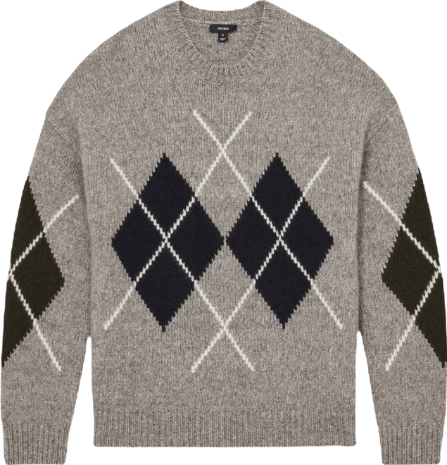 Men's Wool-Blend Crew-Neck Argyle Sweater