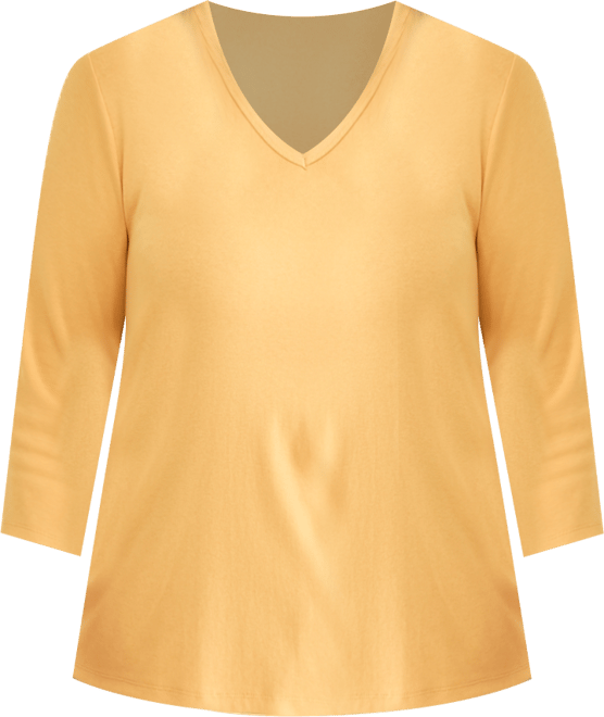 Plus Size Cotton V-Neck 3/4-Sleeve Top, Exclusively at Macy's