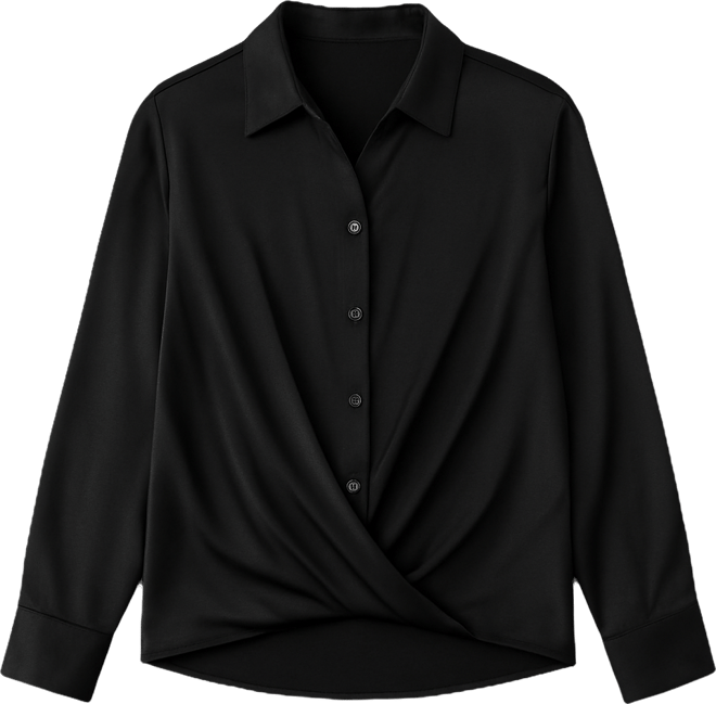 Women's Hem Pleated Silk Blouse