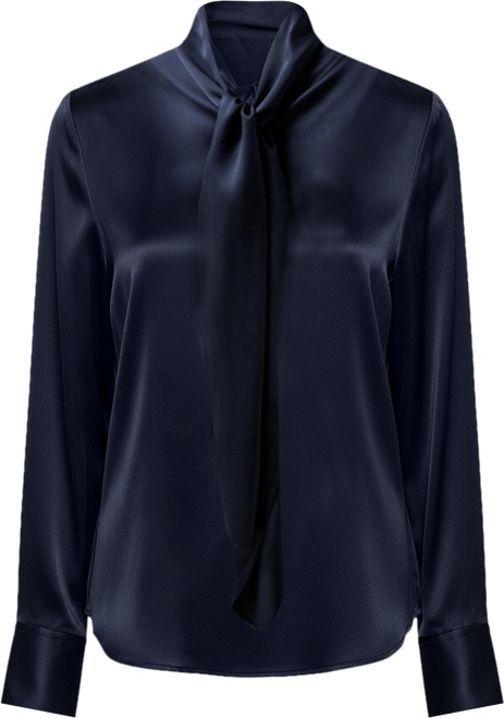 Women's Batwing Silk Top with Adjustable Neck Tie