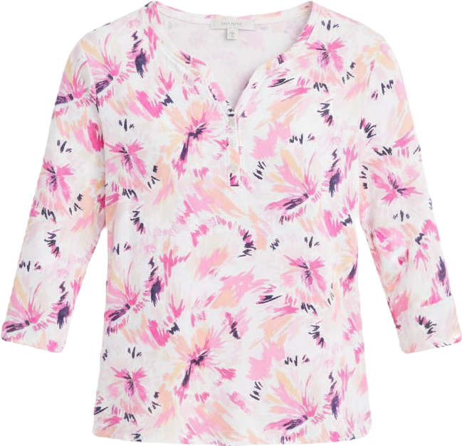 Petite Polka-Dot Henley 3/4-Sleeve T-Shirt, Macy's Exclusive