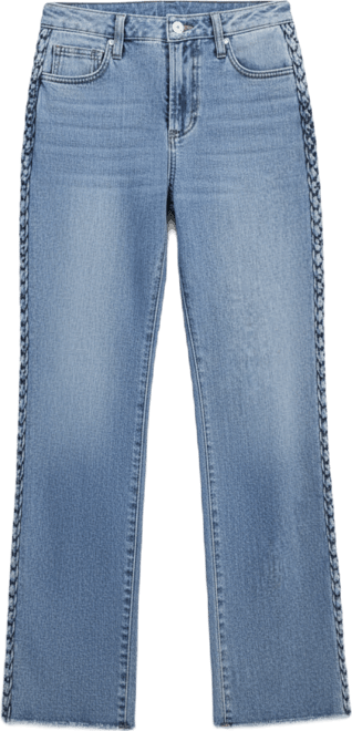 Women's Braided-Trim High Rise Straight Leg Jeans, Macy's Exclusive