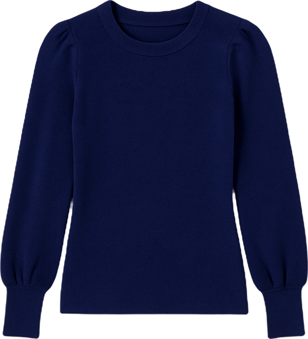 Ak Anne Klein Petite Puff-Sleeve Crewneck Sweater