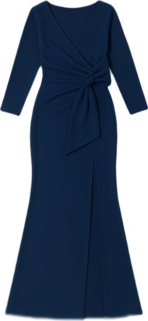 Women's V-Neck Waist Side Bow Long Dress