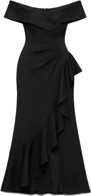 Women's Sweetheart Neck Side Ruffle Off-The-Shoulder Long Dress