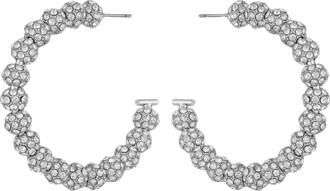 Rhinestones Beaded C-Hoop Earrings (also in Silver-Tone)