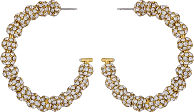 Rhinestones Beaded C-Hoop Earrings (also in Silver-Tone)