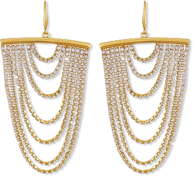 Rhinestones Tassel Drop Earrings (also in Silver-Tone)