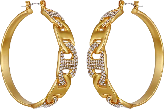 Glass Stone Hoop Earrings (also in Silver Tone)