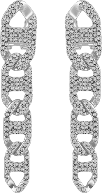 Glass Stone Chain Link Drop Earrings (also in Silver-Tone)