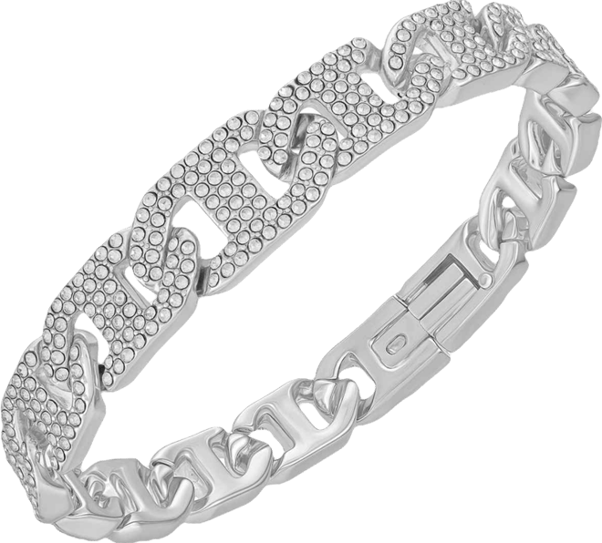 Glass Stone Pave Gold-Tone Chain Bracelet (also in Silver-Tone)