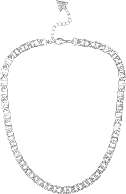 Glass Stone Chain Link Statement Necklace (also in Gold-Tone)