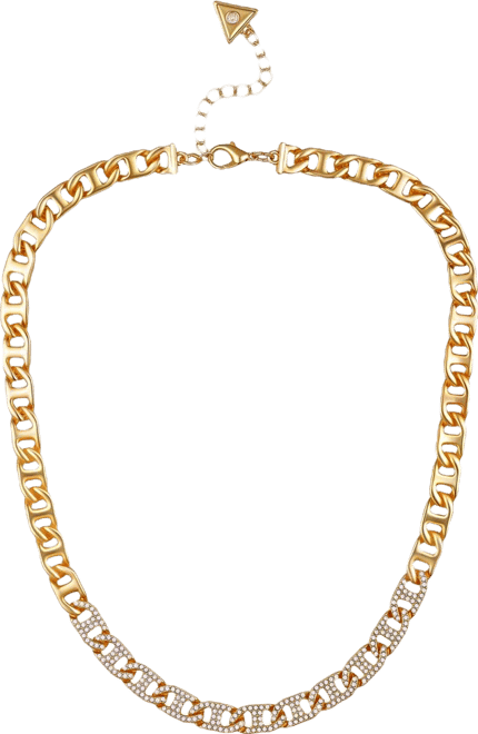 Glass Stone Chain Link Statement Necklace (also in Gold-Tone)