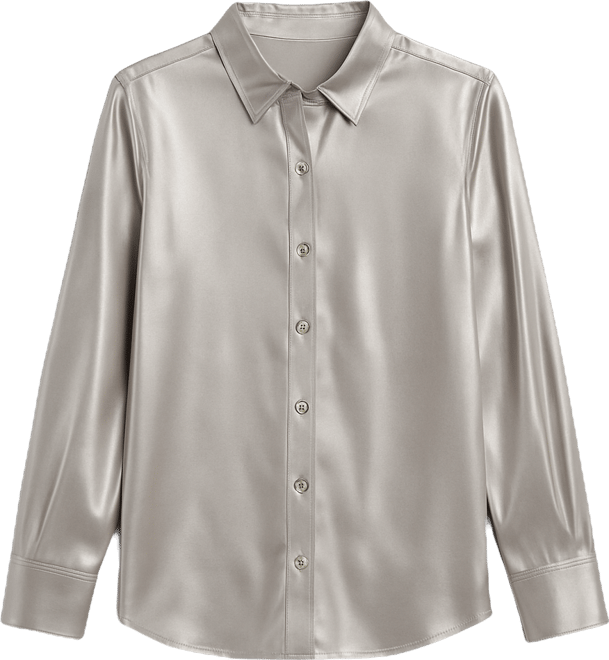 Petite Classic-Fit Button Front Long-Sleeve Blouse