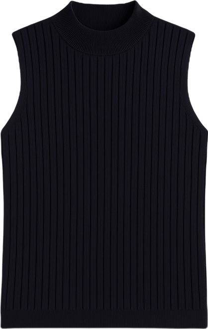 Women's Merino Wool Ribbed Knit Sleeveless Sweater