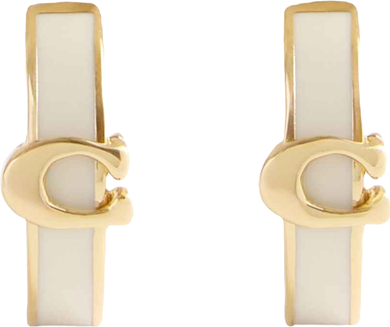 Gold Plated Signature C Enamel Huggie Earrings