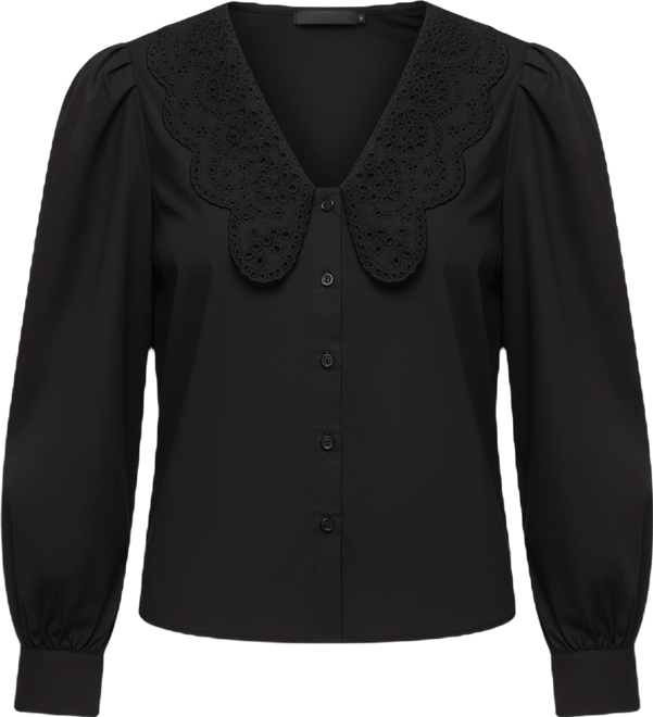 Women's Embroidered Woven V-Neck Top