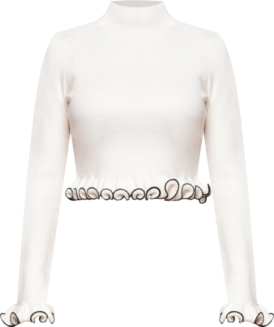 Women's Mock Neck Ruffle Sweater Top