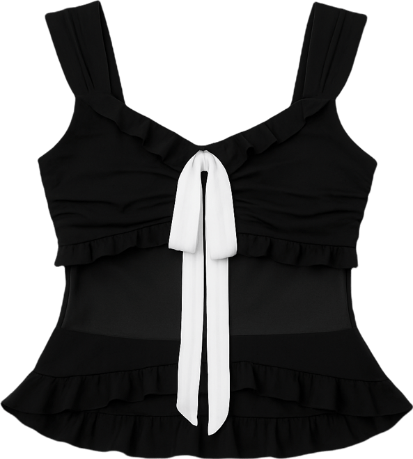 Women's Bow Detail Ruffle Top