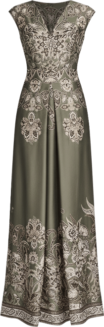 Women's Printed Extended V-Neck Dress