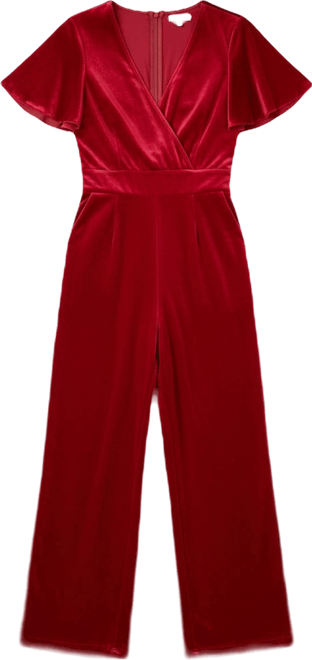 Women's Angel Sleeve Velvet Jumpsuit