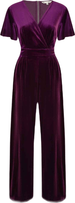 Women's Angel Sleeve Velvet Jumpsuit
