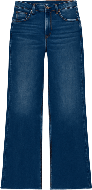 Women's Mid-Rise Wide-Leg Distressed Jeans