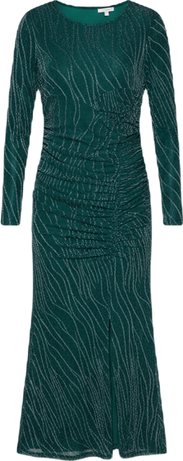 Women's Mesh Fitted Ruched Midi Dress