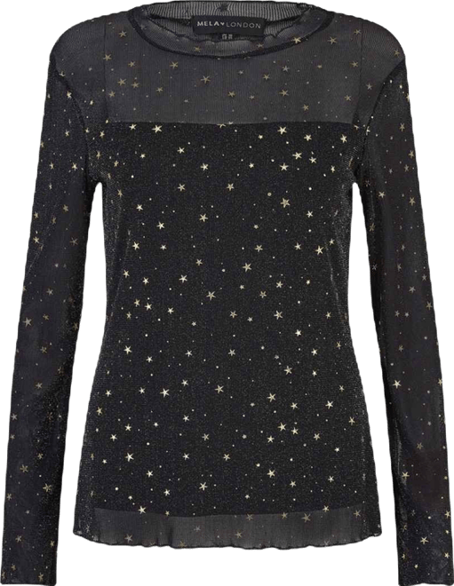 Women's Mesh Star Print Long Sleeve Top