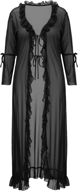 Women's Curve Ruffle Front Flare Sleeve Kaftan