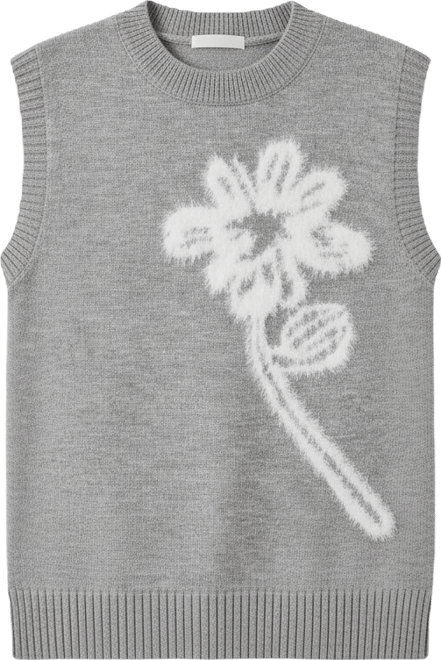 Women's Knitted Flower Sleeveless Sweater Vest