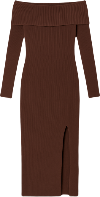 Women's Bardot Knitted Fitted Midi Dress
