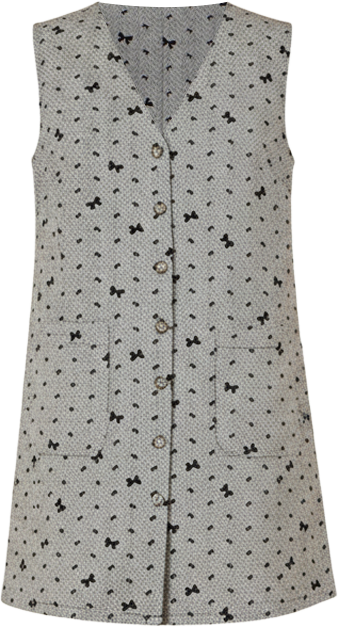 Women's Bow Print Button Up Pinafore Dress