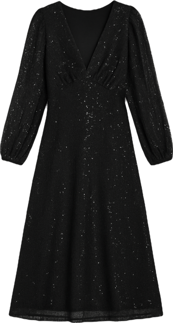 Women's Sequin Long Sleeve Midi Dress