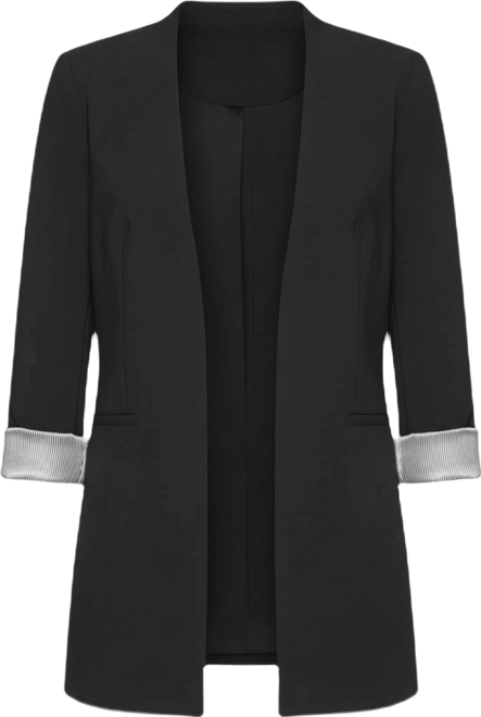 Women's Roll Sleeve Open Front Blazer, Regular and Petite