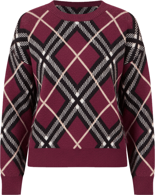 Women's Argyle Check Relaxed Sweater