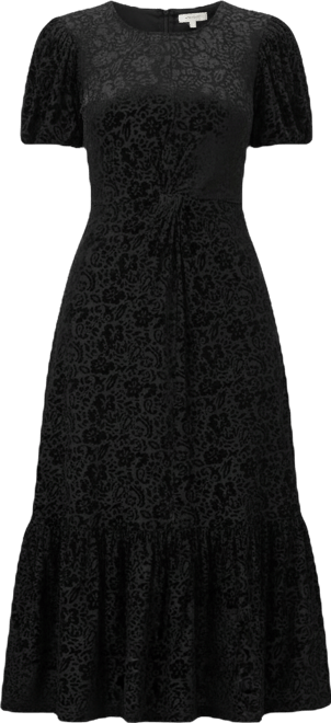 Women's Velvet Twist Waist Midi Dress