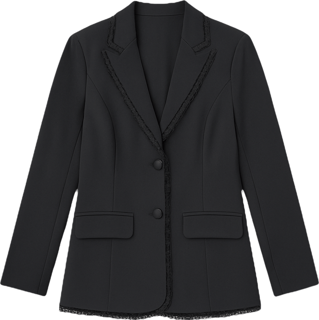 Women's Oversized Lace Frill Trim Blazer