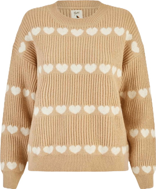 Women's Knitted Heart Stripes Sweater