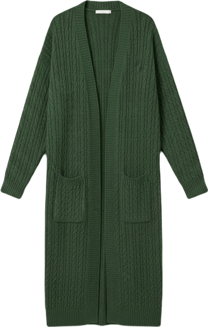 Women's Cable Knit Long Sleeve Long Cardigan