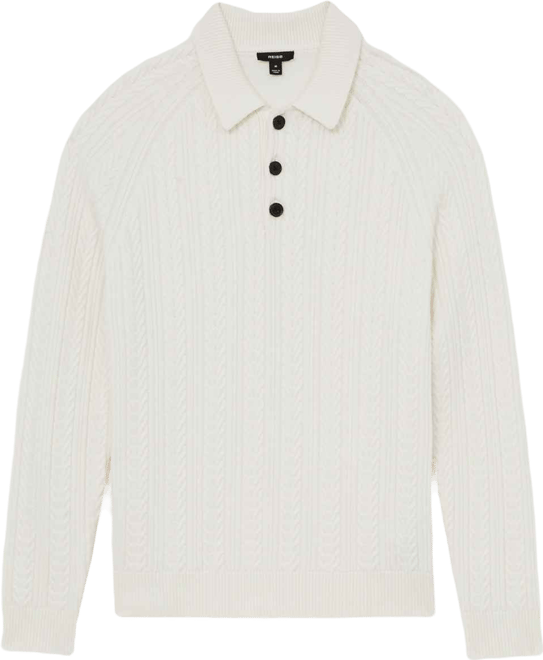 Men's Half-Button Cable-Knit Wool Shirt