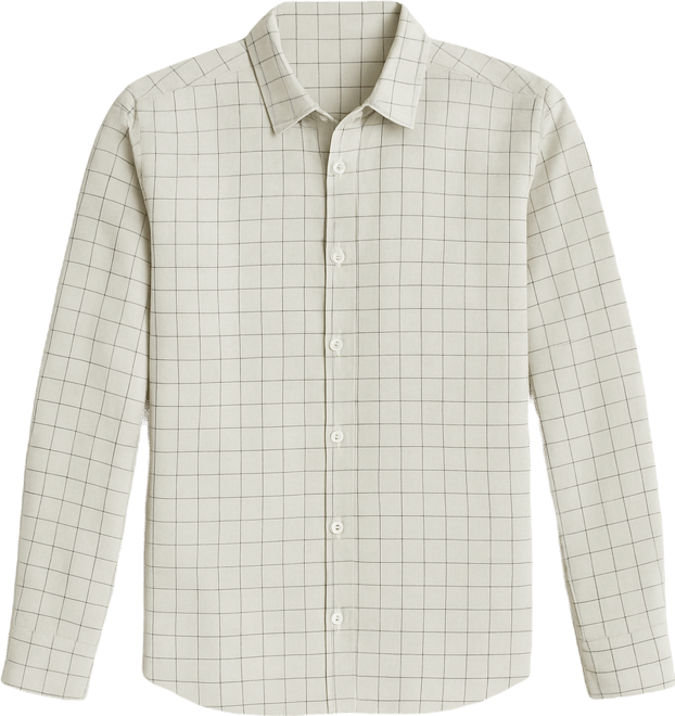 Men's Ivory White Graph Check Shirt